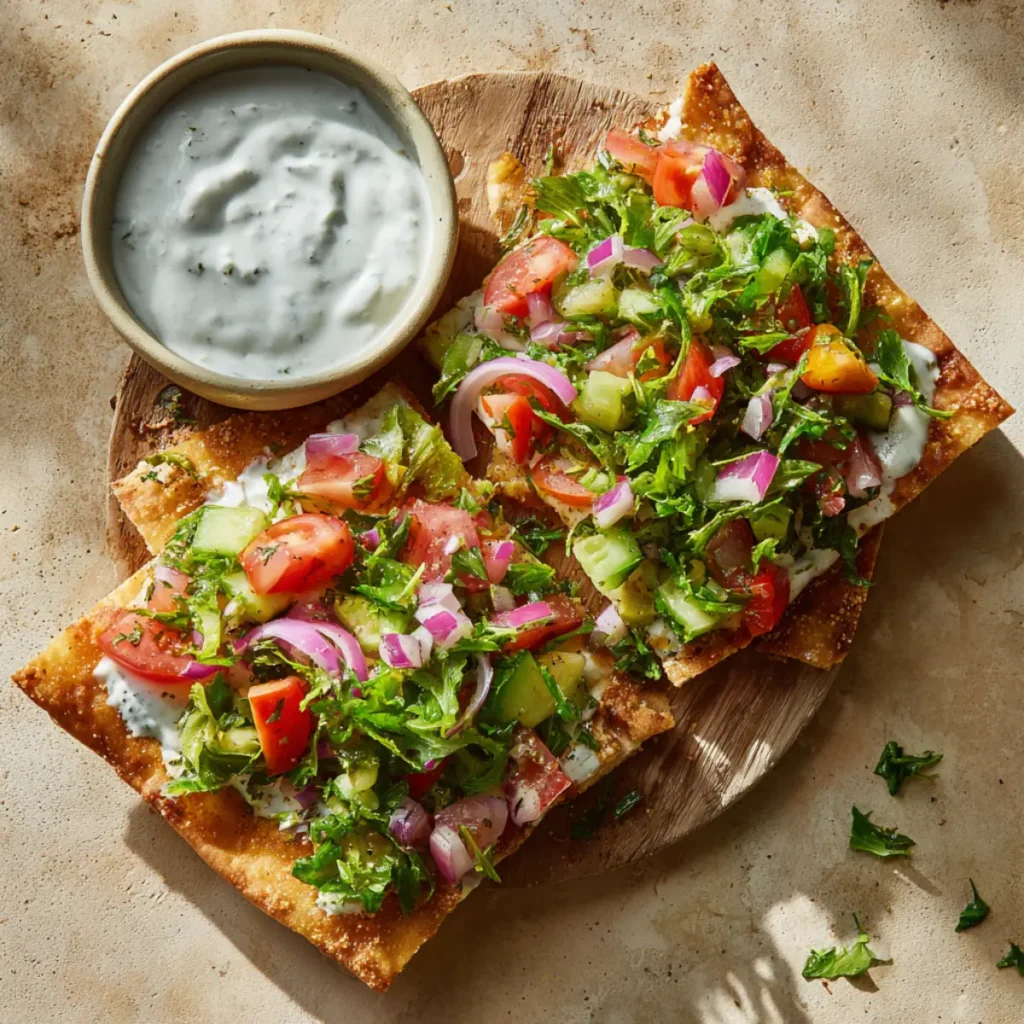 egg and cottage cheese flatbread recipe card