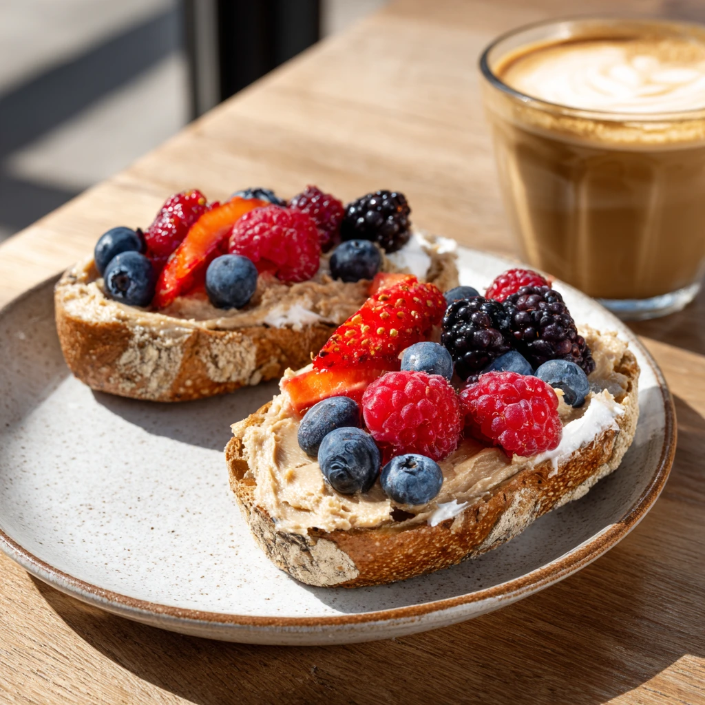 Toasted gluten free bagel with spread