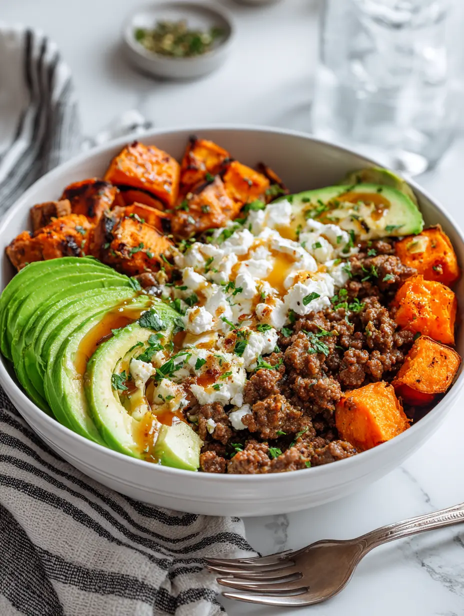 served hot honey ground beef bowl